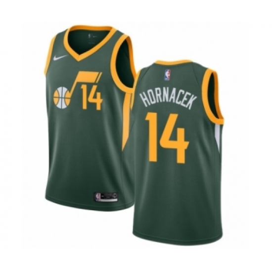 Men's Nike Utah Jazz 14 Jeff Hornacek Green Swingman Jersey - Earned Edition