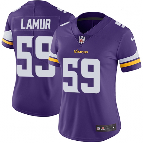 Women's Nike Minnesota Vikings 59 Emmanuel Lamur Purple Team Color Vapor Untouchable Limited Player NFL Jersey