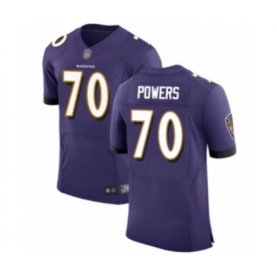 Men's Baltimore Ravens 70 Ben Powers Purple Team Color Vapor Untouchable Elite Player Football Jersey