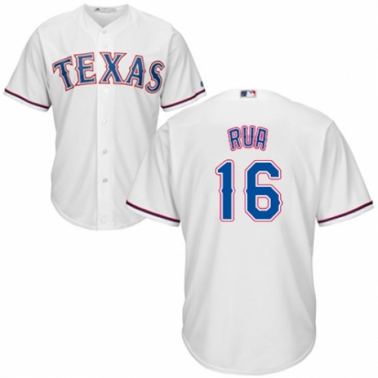 Youth Majestic Texas Rangers 16 Ryan Rua Authentic White Home Cool Base MLB Jersey