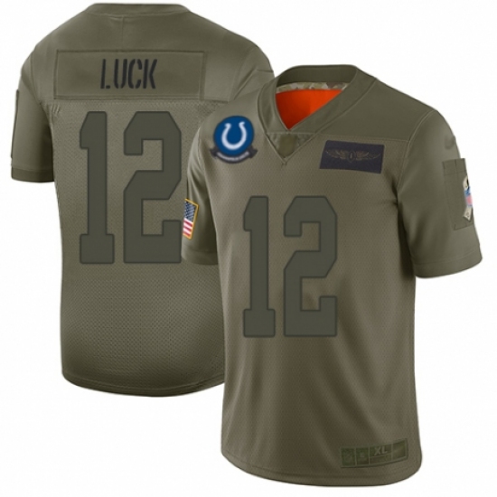 Men's Indianapolis Colts 12 Andrew Luck Limited Camo 2019 Salute to Service Football Jersey
