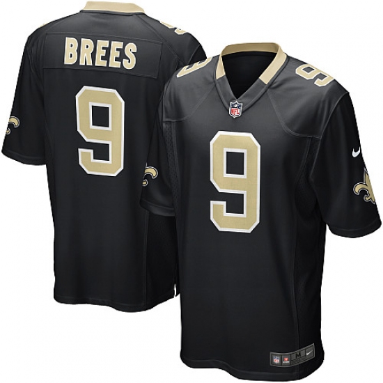 Men's Nike New Orleans Saints 9 Drew Brees Game Black Team Color NFL Jersey