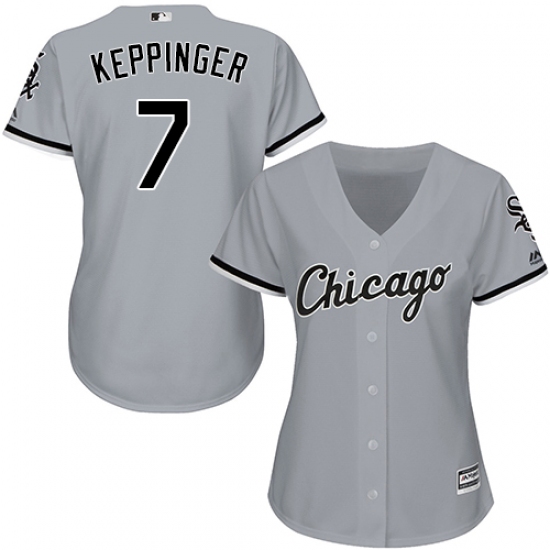 Women's Majestic Chicago White Sox 7 Jeff Keppinger Replica Grey Road Cool Base MLB Jersey