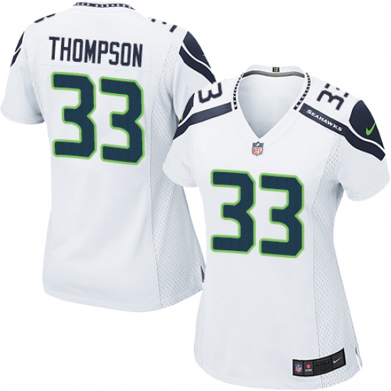 Women's Nike Seattle Seahawks 33 Tedric Thompson Game White NFL Jersey