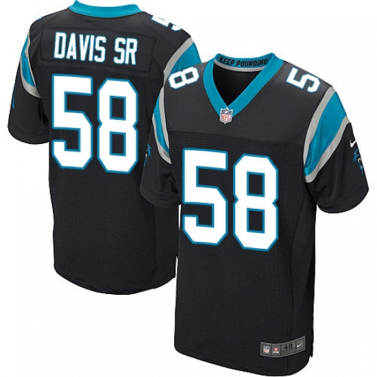 Men's Nike Carolina Panthers 58 Thomas Davis Elite Black Team Color NFL Jersey