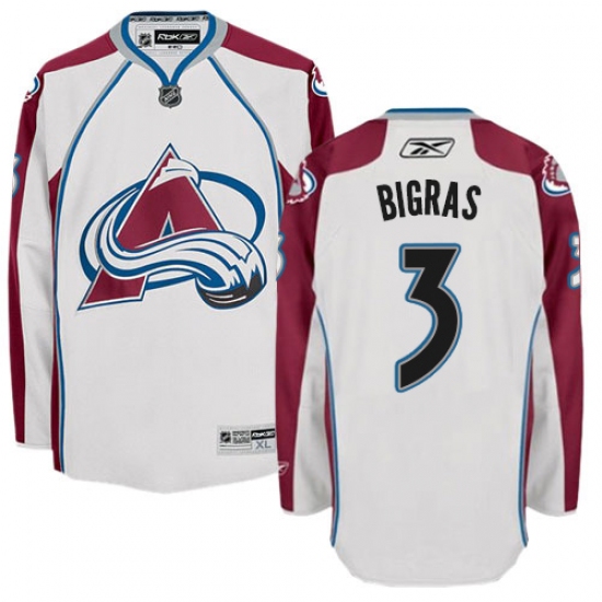 Men's Reebok Colorado Avalanche 3 Chris Bigras Authentic White Away NHL Jersey