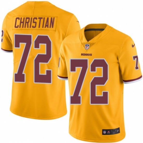 Men's Nike Washington Redskins 72 Geron Christian Limited Gold Rush Vapor Untouchable NFL Jersey