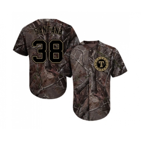 Men's Texas Rangers 38 Danny Santana Authentic Camo Realtree Collection Flex Base Baseball Jersey