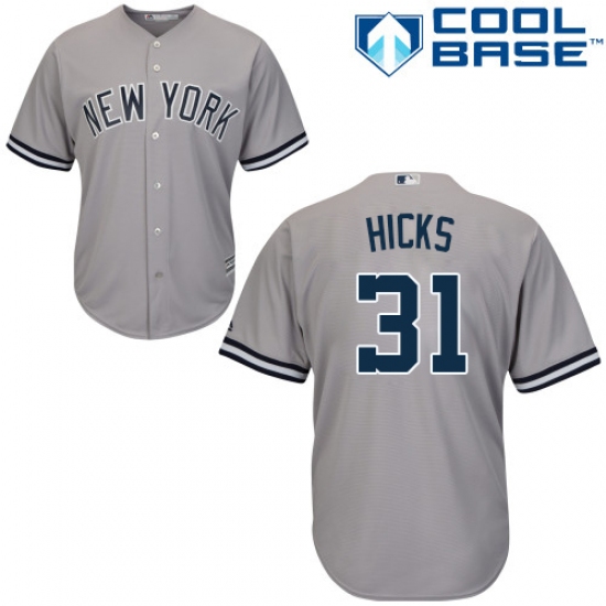 Men's Majestic New York Yankees 31 Aaron Hicks Replica Grey Road MLB Jersey