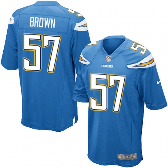 Men's Nike Los Angeles Chargers 57 Jatavis Brown Game Electric Blue Alternate NFL Jersey