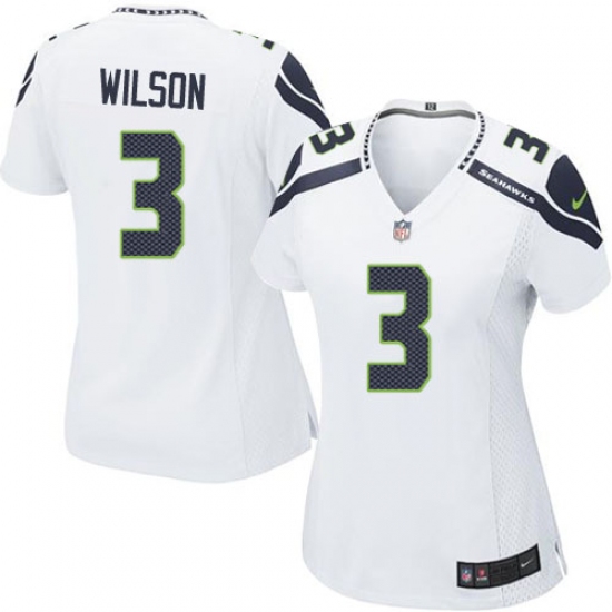 Women's Nike Seattle Seahawks 3 Russell Wilson Game White NFL Jersey
