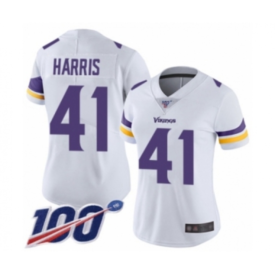 Women's Minnesota Vikings 41 Anthony Harris White Vapor Untouchable Limited Player 100th Season Football Jersey