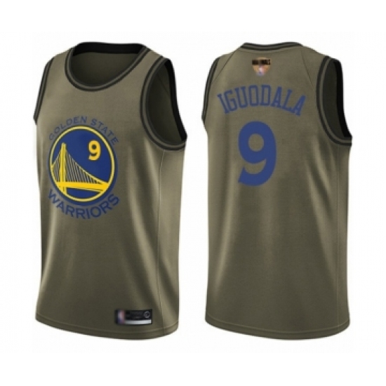 Youth Golden State Warriors 9 Andre Iguodala Swingman Green Salute to Service 2019 Basketball Finals Bound Basketball Jersey