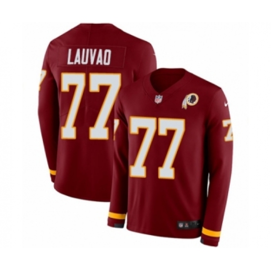 Men's Nike Washington Redskins 77 Shawn Lauvao Limited Burgundy Therma Long Sleeve NFL Jersey