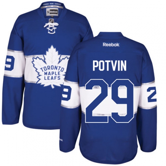 Men's Reebok Toronto Maple Leafs 29 Felix Potvin Premier Royal Blue 2017 Centennial Classic NHL Jersey