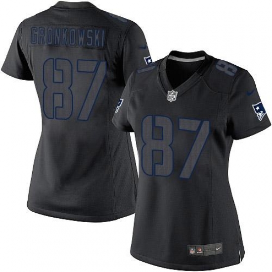Women's Nike New England Patriots 87 Rob Gronkowski Limited Black Impact NFL Jersey