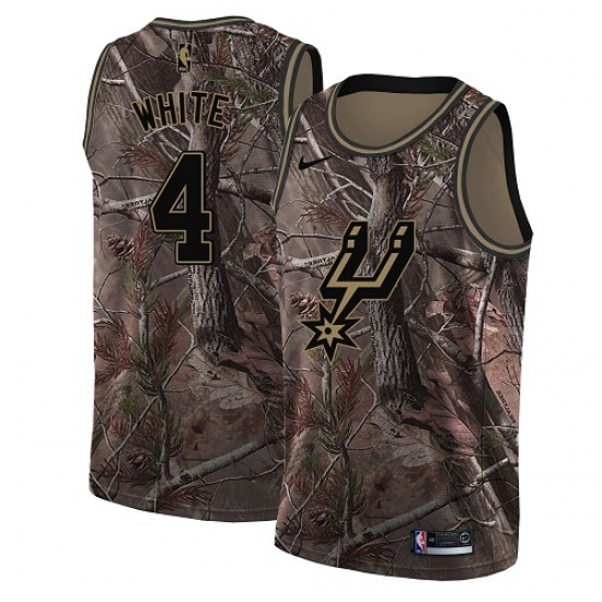 Men's Nike San Antonio Spurs 4 Derrick White Swingman Camo Realtree Collection NBA Jersey