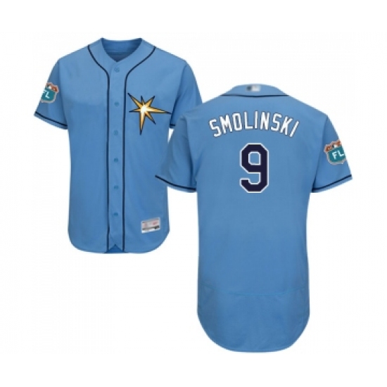 Men's Tampa Bay Rays 9 Jake Smolinski Columbia Alternate Flex Base Authentic Collection Baseball Jersey