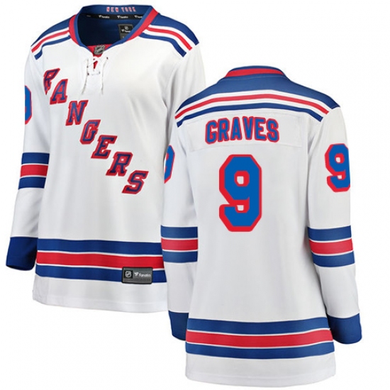 Women's New York Rangers 9 Adam Graves Fanatics Branded White Away Breakaway NHL Jersey