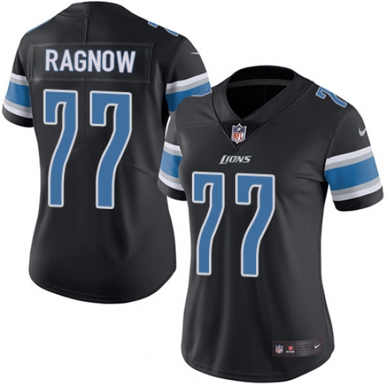 Women's Nike Detroit Lions 77 Frank Ragnow Limited Black Rush Vapor Untouchable NFL Jersey