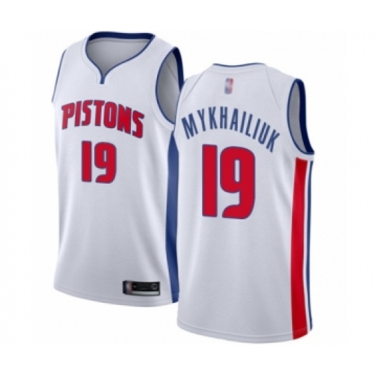 Men's Detroit Pistons 19 Sviatoslav Mykhailiuk Authentic White Basketball Jersey - Association Edition