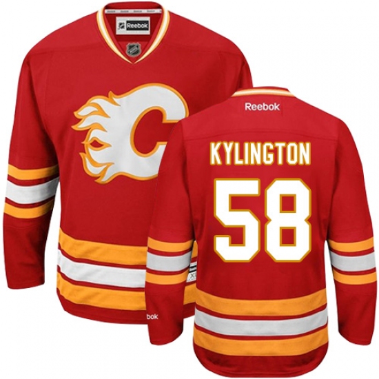 Men's Reebok Calgary Flames 58 Oliver Kylington Premier Red Third NHL Jersey