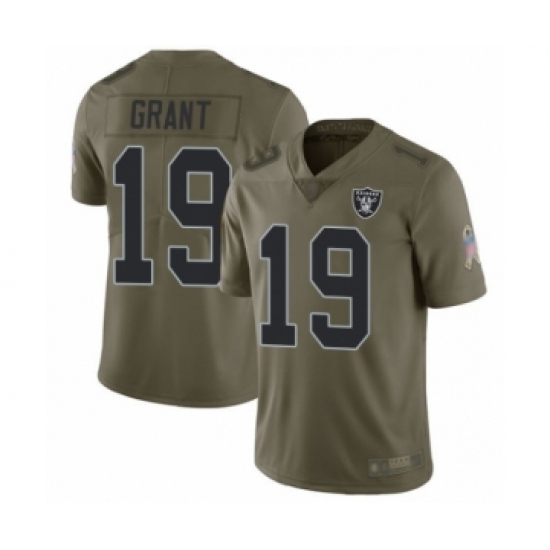 Youth Oakland Raiders 19 Ryan Grant Limited Olive 2017 Salute to Service Football Jersey