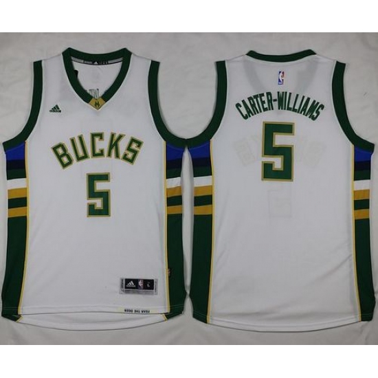 Bucks 5 Michael Carter-Williams White Stitched NBA Jersey