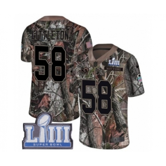 Youth Nike Los Angeles Rams 58 Cory Littleton Camo Rush Realtree Limited Super Bowl LIII Bound NFL Jersey