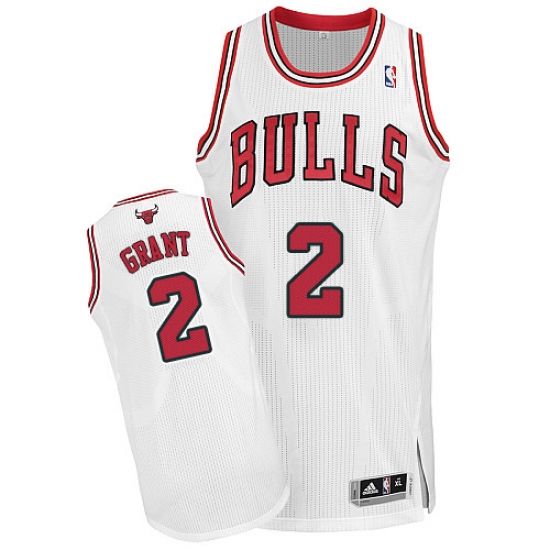 Men's Adidas Chicago Bulls 2 Jerian Grant Authentic White Home NBA Jersey