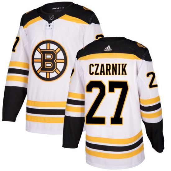 Women's Adidas Boston Bruins 27 Austin Czarnik Authentic White Away NHL Jersey