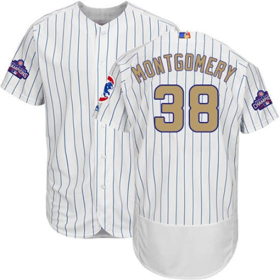 Men's Majestic Chicago Cubs 38 Mike Montgomery White 2017 Gold Program Flexbase Authentic Collection MLB Jersey