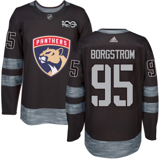 Men's Adidas Florida Panthers 95 Henrik Borgstrom Authentic Black 1917-2017 100th Anniversary NHL Jersey