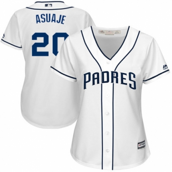 Women's Majestic San Diego Padres 20 Carlos Asuaje Replica White Home Cool Base MLB Jersey