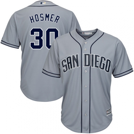 Men's Majestic San Diego Padres 30 Eric Hosmer Replica Grey Road Cool Base MLB Jersey