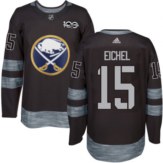 Men's Adidas Buffalo Sabres 15 Jack Eichel Authentic Black 1917-2017 100th Anniversary NHL Jersey