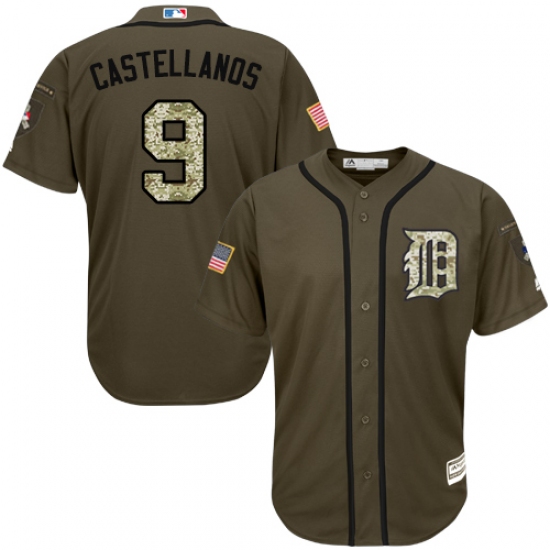 Youth Majestic Detroit Tigers 9 Nick Castellanos Authentic Green Salute to Service MLB Jersey