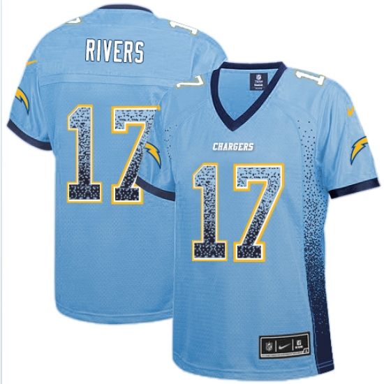 Women's Nike Los Angeles Chargers 17 Philip Rivers Elite Electric Blue Drift Fashion NFL Jersey