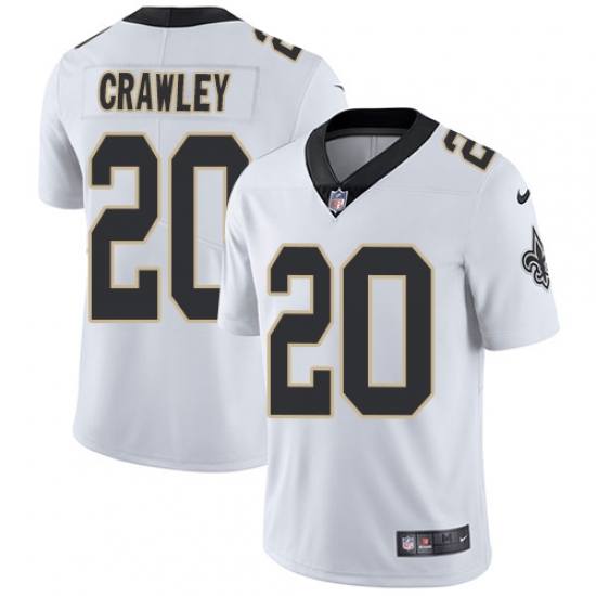 Men's Nike New Orleans Saints 20 Ken Crawley White Vapor Untouchable Limited Player NFL Jersey