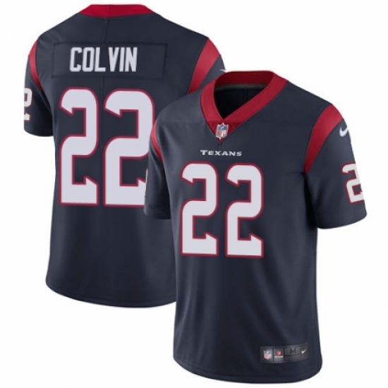 Youth Nike Houston Texans 22 Aaron Colvin Navy Blue Team Color Vapor Untouchable Elite Player NFL Jersey