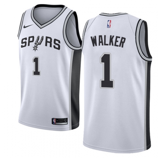 Men's Nike San Antonio Spurs 1 Lonnie Walker Swingman White NBA Jersey - Association Edition