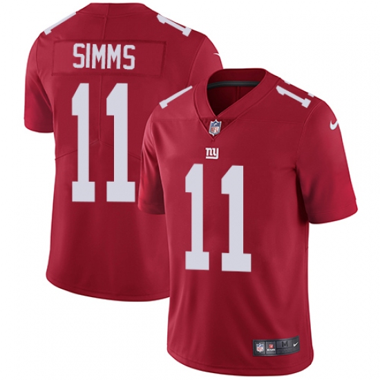 Youth Nike New York Giants 11 Phil Simms Red Alternate Vapor Untouchable Limited Player NFL Jersey