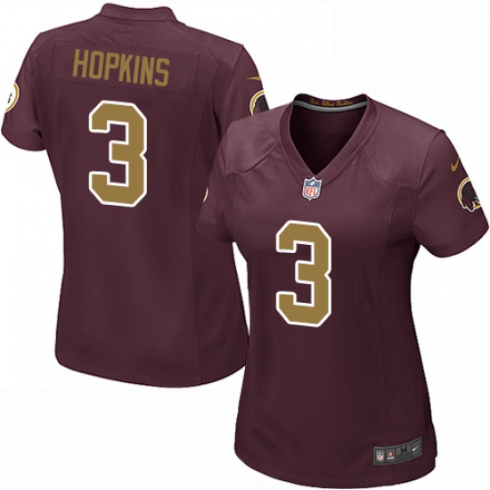 Women's Nike Washington Redskins 3 Dustin Hopkins Game Burgundy Red/Gold Number Alternate 80TH Anniversary NFL Jersey