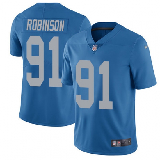 Men's Nike Detroit Lions 91 A'Shawn Robinson Limited Blue Alternate Vapor Untouchable NFL Jersey