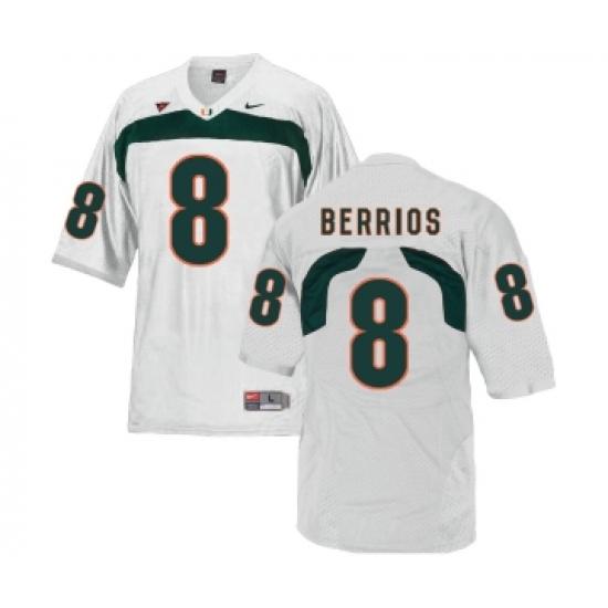 Miami Hurricanes 8 Braxton Berrios White College Football Jersey