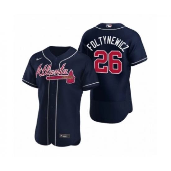 Men's Atlanta Braves 26 Mike Foltynewicz Nike Navy Authentic 2020 Alternate Jerseys