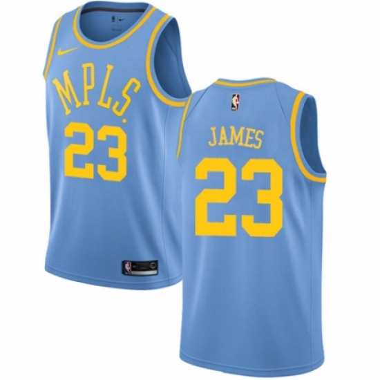 Men's Nike Los Angeles Lakers 23 LeBron James Swingman Blue Hardwood Classics NBA Jersey