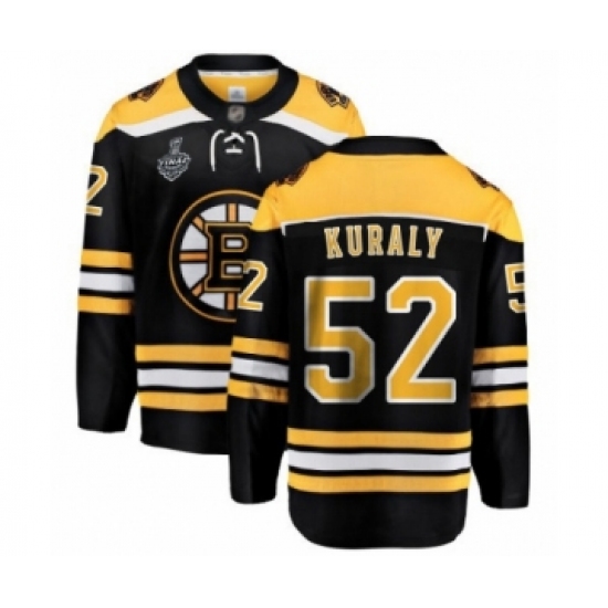 Men's Boston Bruins 52 Sean Kuraly Authentic Black Home Fanatics Branded Breakaway 2019 Stanley Cup Final Bound Hockey Jersey