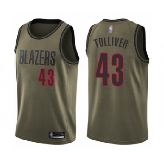 Youth Portland Trail Blazers 43 Anthony Tolliver Swingman Green Salute to Service Basketball Jersey