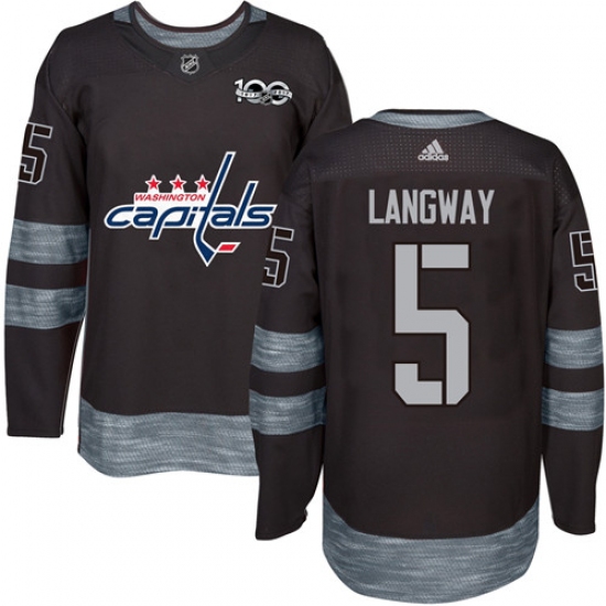 Men's Adidas Washington Capitals 5 Rod Langway Premier Black 1917-2017 100th Anniversary NHL Jersey